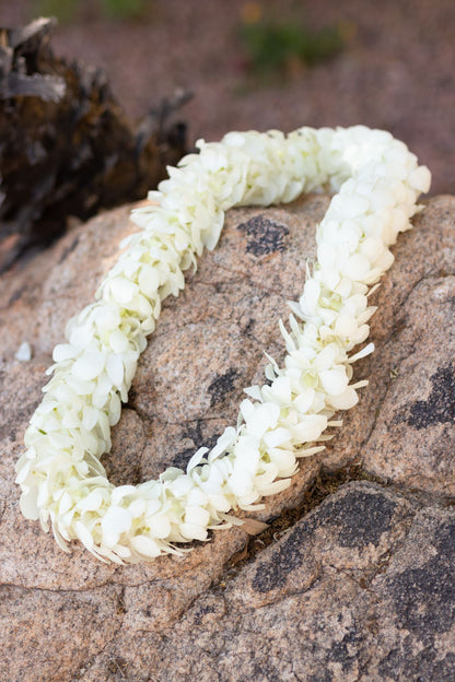 Double Orchid Lei - White